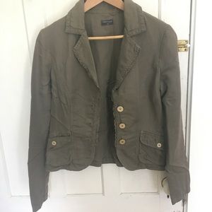 Morrison brown linen blazer jacket. Buttons & lace